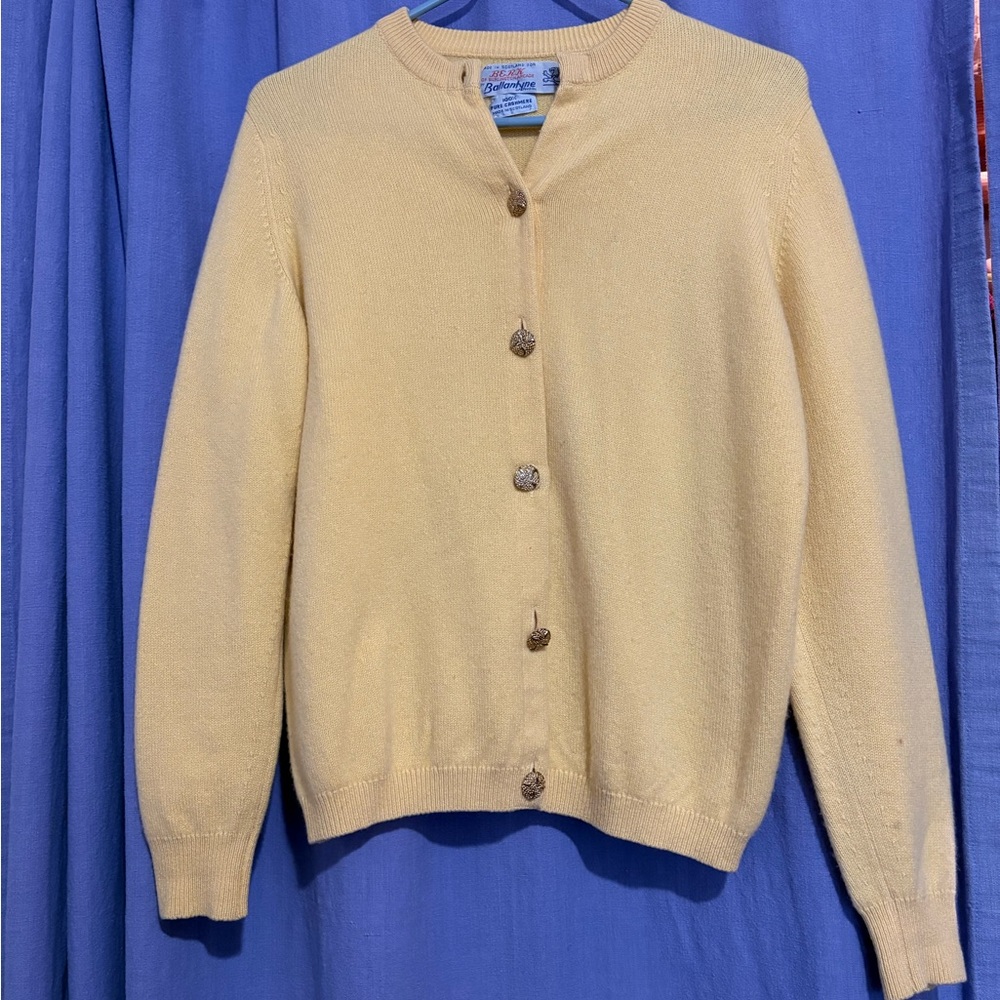 Ballantyne Light Yellow Cardigan Sweater